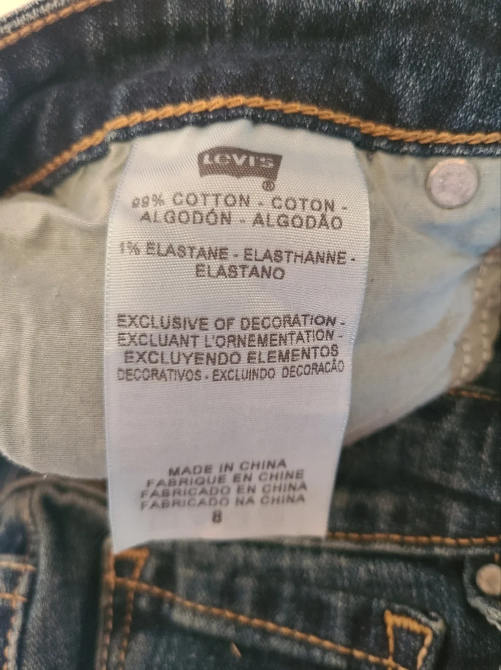 Levi's Womens Red Tab Mid Rise Cuffed Capri Jeans Size 8 Button Flap Pocket